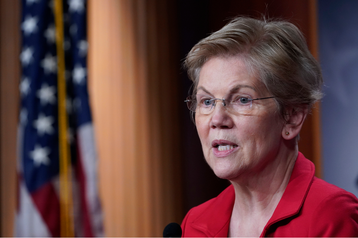 Sen. Elizabeth Warren, D-Mass., speaks during a news conference on Capitol Hill in Washington, Monday, March 1, 2021, to unveil a proposed Ultra-Millionaire Tax Act. 